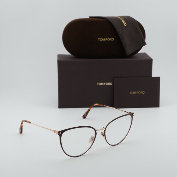 Tom Ford FT5840-B 046 Cat Eye Eyeglasses 56mm - Brown/Gold/Blue Light Block - Picture 7 of 9